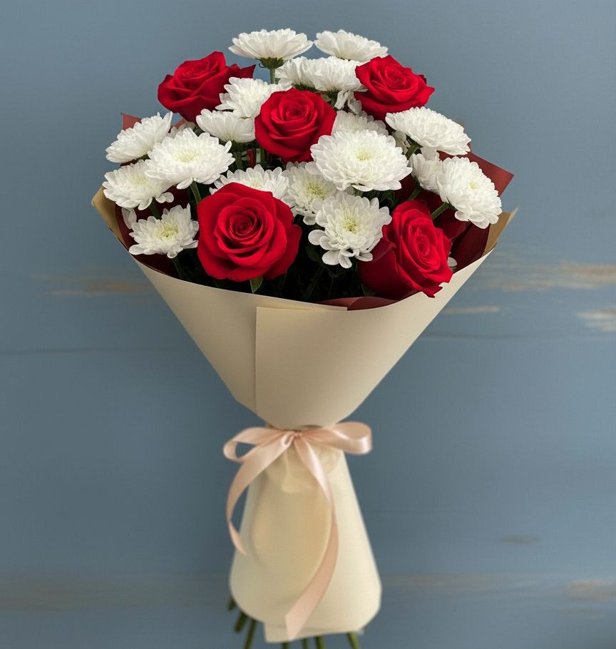 Букет цветов из: Розы и Хризантемы в Воткинске