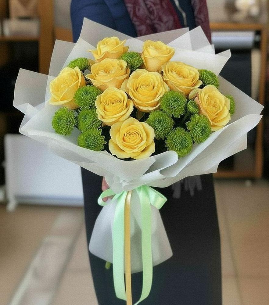 Букет цветов из: Хризантемы и Розы в Воткинске