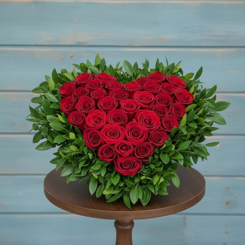 Цветочная композиция из Розы в виде сердца в Воткинске