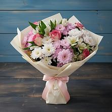 Букет цветов из:  Хризантемы, Альстромерии и Розы в Воткинске