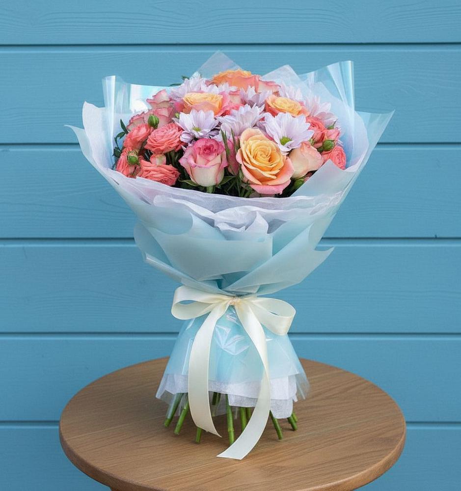 Букет цветов из: Хризантемы и Розы в Воткинске