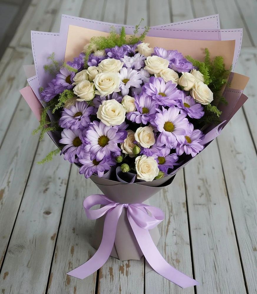 Букет цветов из: Хризантемы и Розы в Воткинске